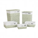 Basket set DKD Home Decor Polyester Green wicker (44 x 34 x 56 cm)
