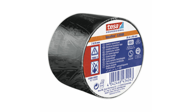 Izolācijas lente TESA Melns Balts PVC (25 m x 50 mm)