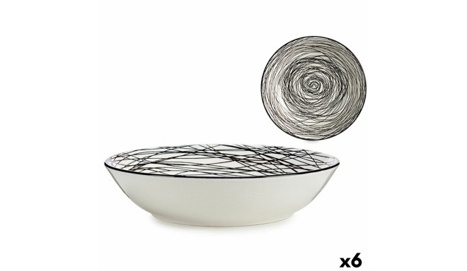 Deep Plate Vessia MB19A3181-SB MB19A3181-SB White Black Porcelain Stripes 20 x 4,7 x 20 cm (6 Units)