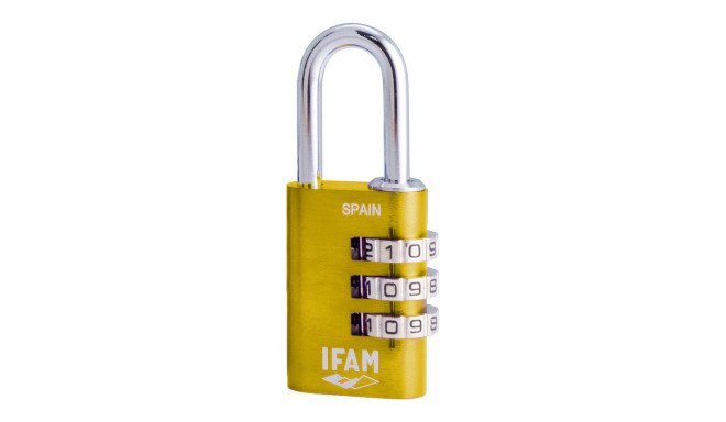 Combination padlock IFAM Combi30 Metal Aluminium Yellow