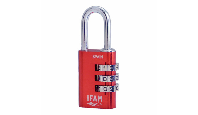 Combination padlock IFAM Combi30 Red Aluminium Chrome-plated steel (3 cm)