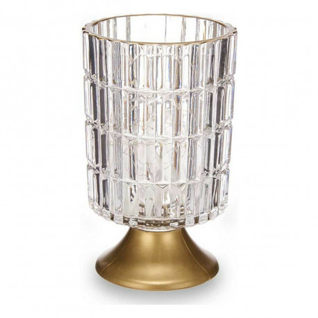 LED Lantern Gift Decor L1118BMMS-T L1118BMMS-T Transparent Golden Metal Glass 10,7 x 18 x 10,7 cm