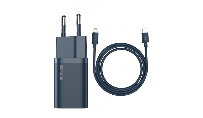 Baseus wall charger Super Si PD 20W 1x USB-C blue + USB-C - Lightning cable