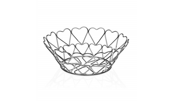 Fruit Bowl Versa Hearts Metal Steel (26 x 10 x 26 cm)