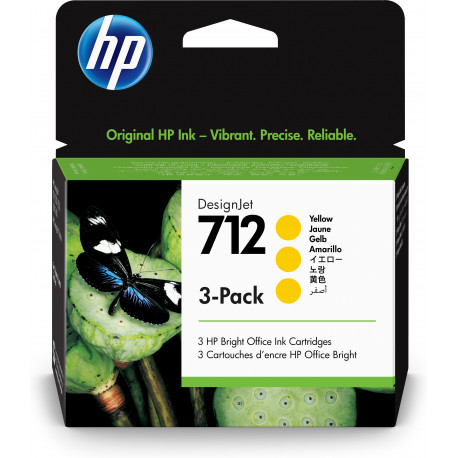 HP 712 kollane kolmikpakend 3ED79A