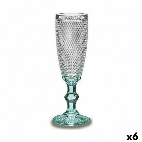 Champagne glass Vivalto PR05720ZD/BHA6 PR05720ZD/BHA6 Transparent Turquoise Glass 185 ml Points (6 U