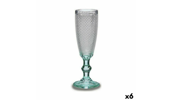 Champagne glass Vivalto PR05720ZD/BHA6 PR05720ZD/BHA6 Transparent Turquoise Glass 185 ml Points (6 U