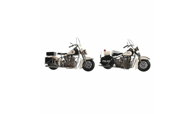 Decorative Figure DKD Home Decor 35 x 14 x 24 cm Black Motorbike White Vintage (2 Units)