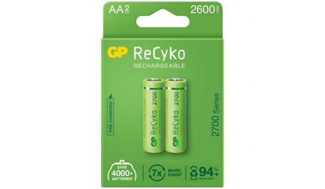 2x rechargeable batteries AA / R6 GP ReCyko 2700 Series Ni-MH 2600mAh