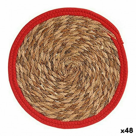 Table Mat Gift Decor 89718 89718 Red Natural Natural Fibre 30 x 1 x 30 cm (48 Units)