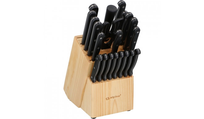Alpina - Zestaw noży kuchennych ze stojakiem / blokiem 22 elementy