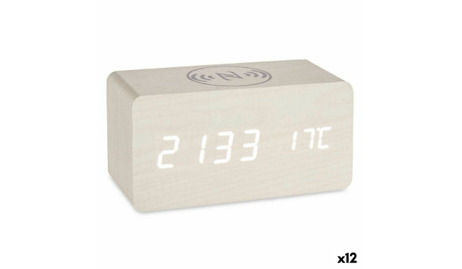 Настольные цифровые часы Белый PVC Деревянный MDF (15 x 7,5 x 7 cm) (12 штук)