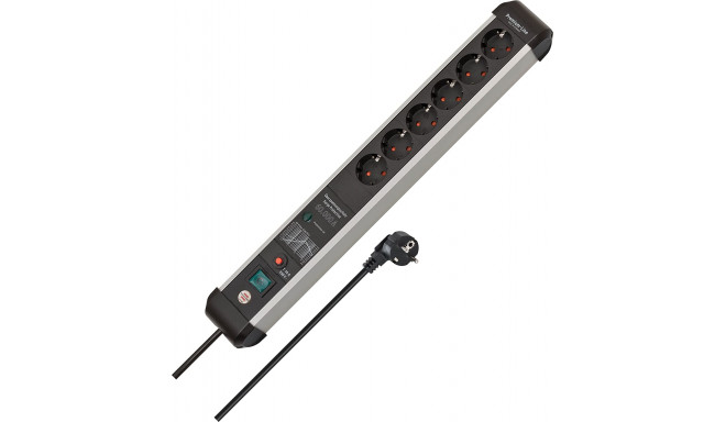 Brennenstuhl Premium Protect Line 6-way power strip (black/silver, 60,000 A surge protection, 3 mete