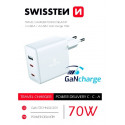 Swissten GaN Travel Charger 2 x USB-C / USB / 70W