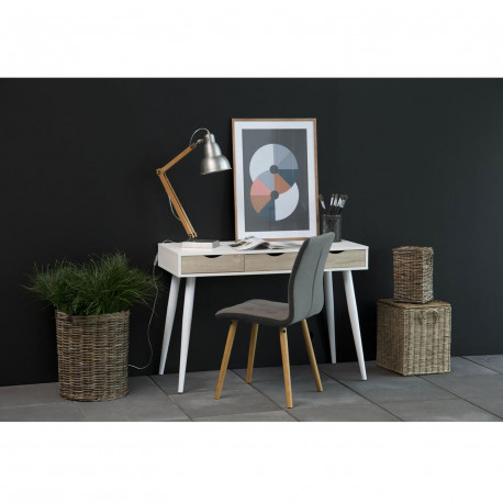 Kirjutuslaud NEPTUN 110x50xH77cm, valge/tamm, melamiinplaat, metall