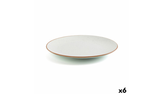 Flat plate Ariane Terra Ceramic Beige (24 cm) (6 Units)