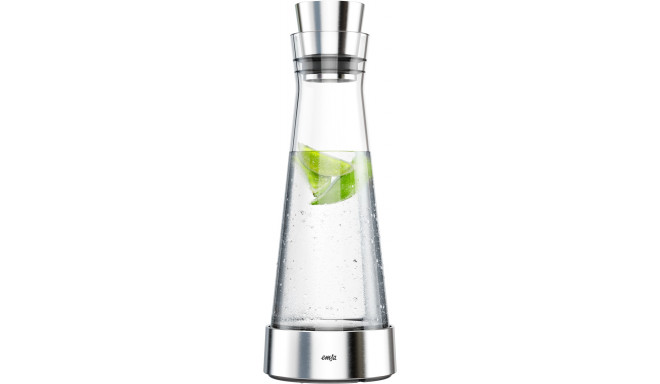 Emsa FLOW Slim cooling carafe made of glass, jug (transparent/stainless steel, with cooling station)