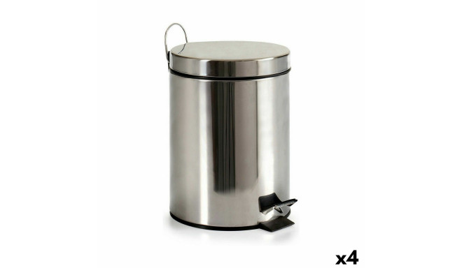 Pedal bin Silver Stainless steel Plastic 5 L (4 Units)