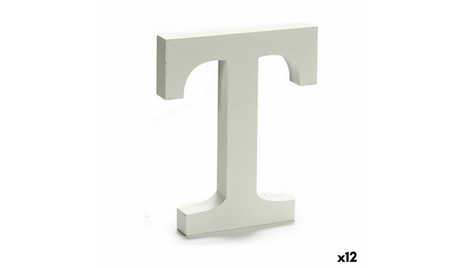 Letter T Wood White (1,8 x 21 x 17 cm) (12 Units)