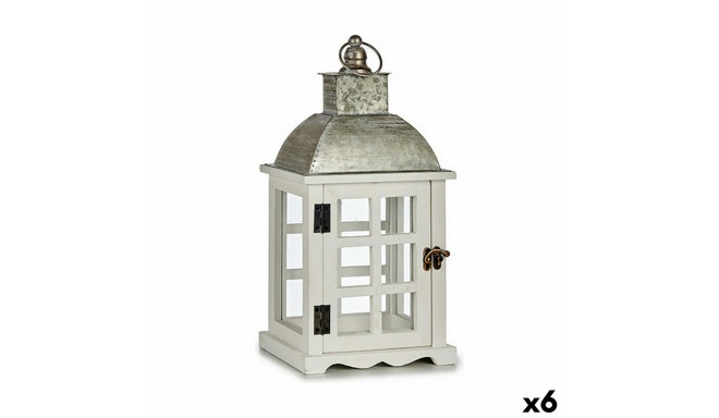 Lantern Silver Metal Wood White (14 x 39,3 x 20 cm) (6 Units)