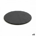 Slate Effect Ceramic Tray Quid Select Circular Black (25 cm) (12 Units)