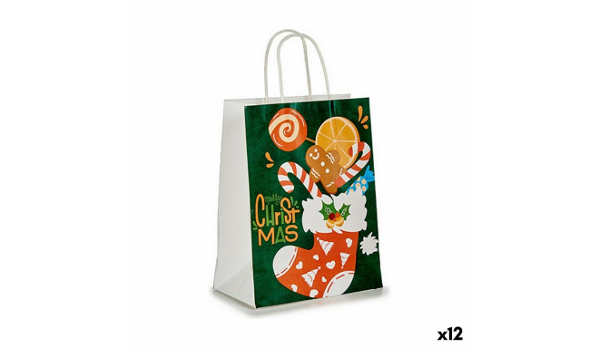 Paper Bag Christmas Stocking Green (12 Units)