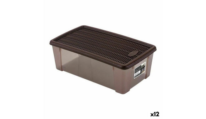 Box with cover Stefanplast 19,5 x 11,5 x 33 cm Plastic Chocolate 5 L (12 Units)