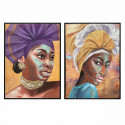 Canvas DKD Home Decor Colonial African Woman (60 x 3,5 x 80 cm) (2 Units)