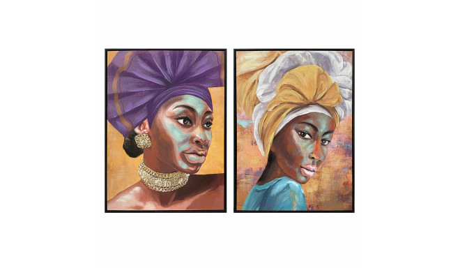 Canvas DKD Home Decor 60 x 3,5 x 80 cm Colonial African Woman (2 Units)