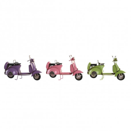 Decorative Figure DKD Home Decor 26 x 10 x 17 cm Pink Lilac Motorbike Green Vintage (3 Pieces)