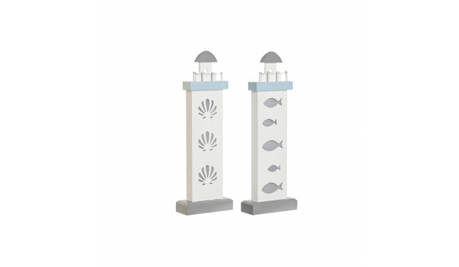 Декоративная фигура DKD Home Decor 14 x 5,5 x 40 cm Синий Белый маяк Спирали оболочка Средиземноморь