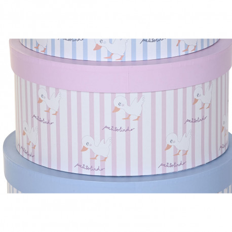 Virnastatavate Organiseerimiskarpide Komplekt DKD Home Decor Sinine Roosa Papp (37,5 x 37,5 x 18 cm)