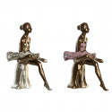 Decorative Figure DKD Home Decor Pink White Resin Ballet Dancer Modern (2 Units) (15 x 10 x 19 cm)