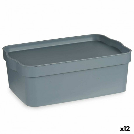 Storage Box with Lid Kipit TP593-2 TP593-2 Grey Plastic 6 L (12 Units)