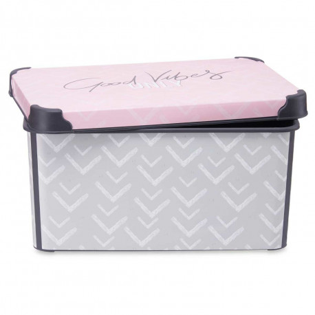 kaanega säilituskarp Kipit Vibes Hall Roosa Plastmass 10 L 22,7 x 16,5 x 34,5 cm (12 Ühikut)