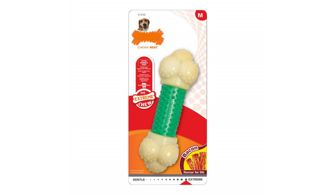 Прорезыватель для зубов для собак Nylabone Extreme Chew Double Action Bacon Мята 2 в 1 Резина Размер