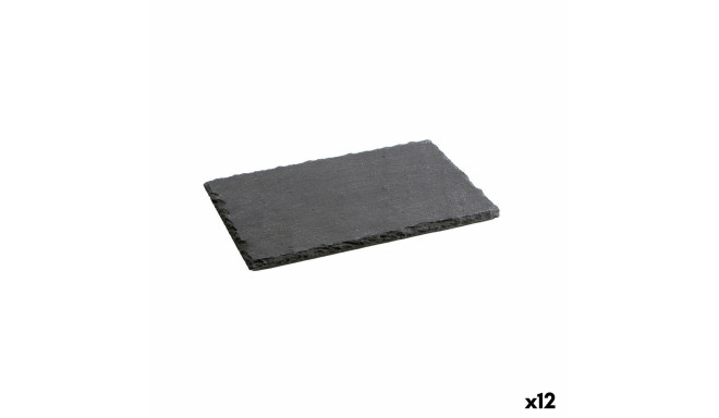 Slate Effect Ceramic Tray Quid Gastro Fun Black (22 x 14 cm) (12 Units)