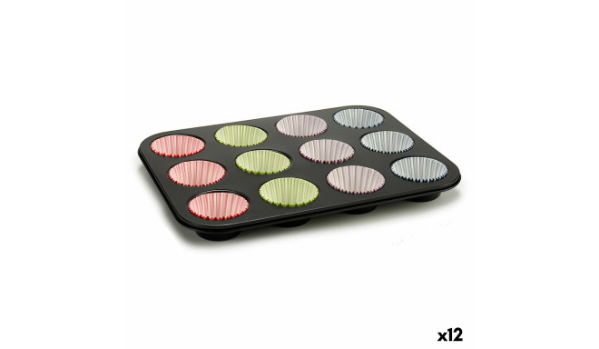 Muffin Tray Kinvara 55011 55011 Blue Black Red Green Purple Multicolour 7 x 7 x 3 cm 35 x 3 x 26,5 c