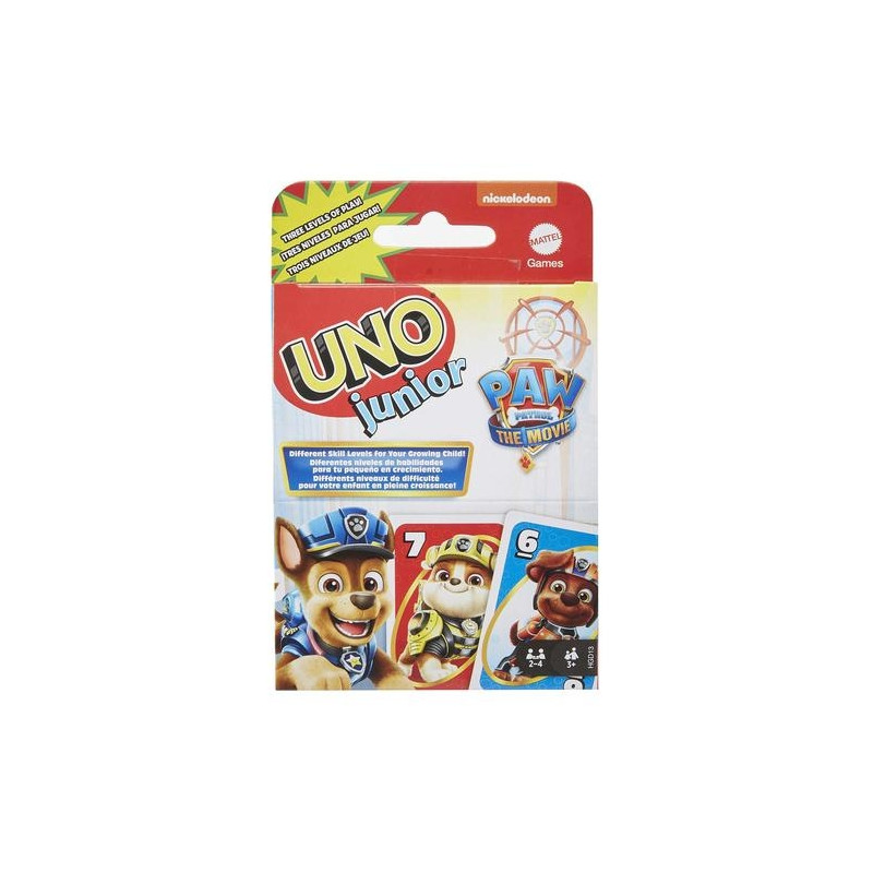 UNO Junior Paw Patrol – Gioco Di Carte Per Bambini 3+ Anni, 3 Livelli Di Gioco, Con Personaggi Del Film, Da 2 A 4 Giocatori