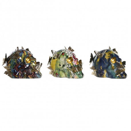 Decorative Figure DKD Home Decor 15,5 x 10,5 x 11 cm Multicolour Skull (3 Units)