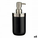 Soap Dispenser Silver Black Stainless steel Plastic (350 ml) (6 Units)