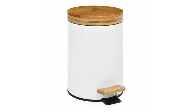 Pedal bin Andrea House White Matt Metal Bamboo 3 L (Ø 17 x 26 cm)