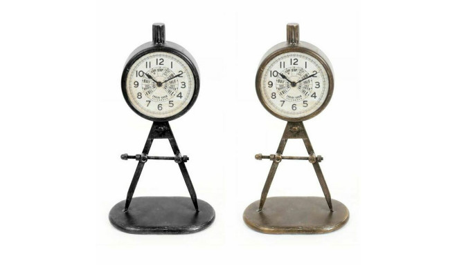 Table clock DKD Home Decor 17 x 8 x 31 cm Black Golden Iron PVC Loft (2 Units)