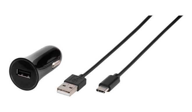 Vivanco autolaadija USB-C 3A 1m, must (38669) (katkine pakend)
