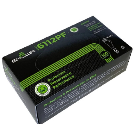 Nitriilkindad, Showa, puudrita,  XL, 100 tk,must