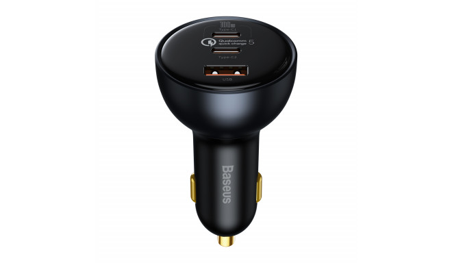 Baseus car charger QC 5 PD 160W 1x USB 2x USB-C black + cable USB-C - USB-C