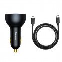 Baseus car charger QC 5 PD 160W 1x USB 2x USB-C black + cable USB-C - USB-C
