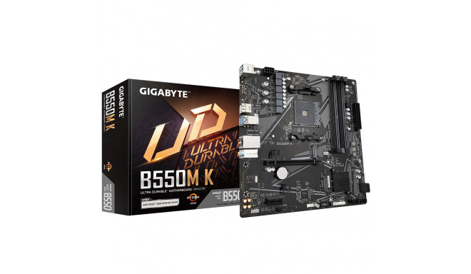 Gigabyte | B550M K 1.0 M/B | Processor family AMD | Processor socket AM4 | DDR4 DIMM | Memory slots 