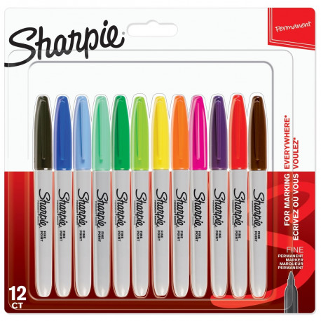 Marker permanent Sharpie, 12 värvi F
