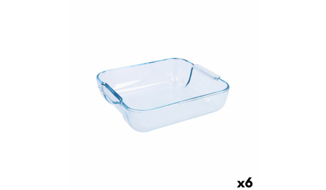 Serving Platter Pyrex Classic Squared Transparent Glass 25 x 22 x 6 cm (6 Units)
